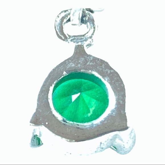 Green crystal faceted pendant necklace 18k GP 16” - Picture 7 of 8